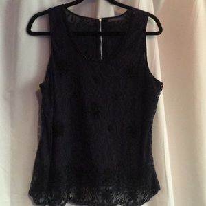Suzy Shier Navy Blue sleeveless Beaded top size L